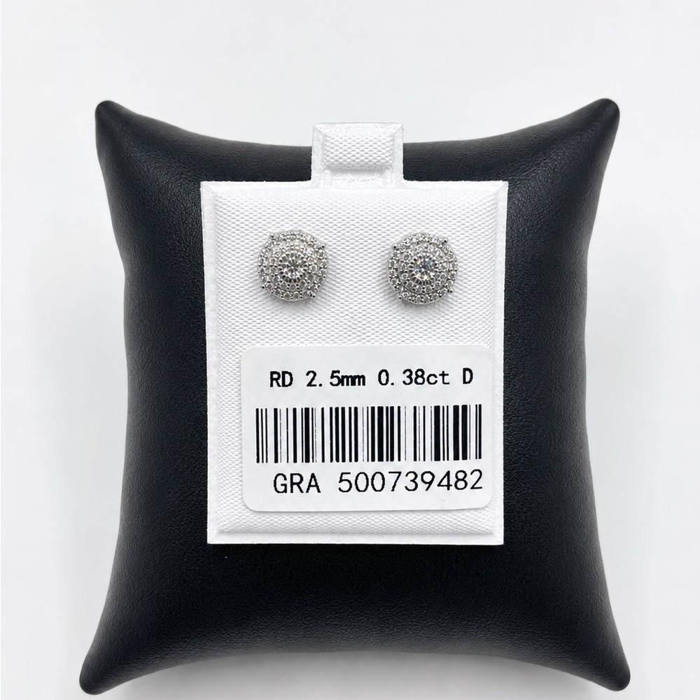 925 MOISSANITE Round Halo 0.38CT MOISSANITE Stud Earrings -Screw back